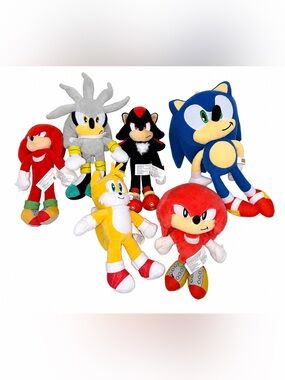 Sonic the Hedgehog Sega Plush Toy Bundle Lot of 6 knuckles silver shadow tails